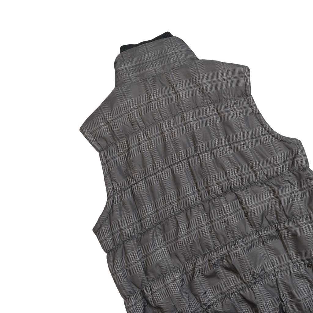 ELLA J GREY PLAID PUFFER VEST - XL