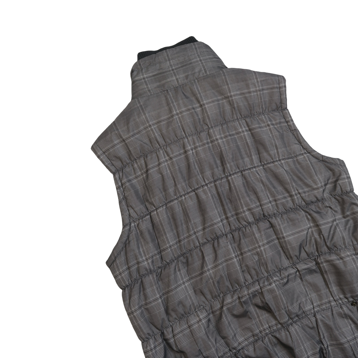 ELLA J GREY PLAID PUFFER VEST - XL