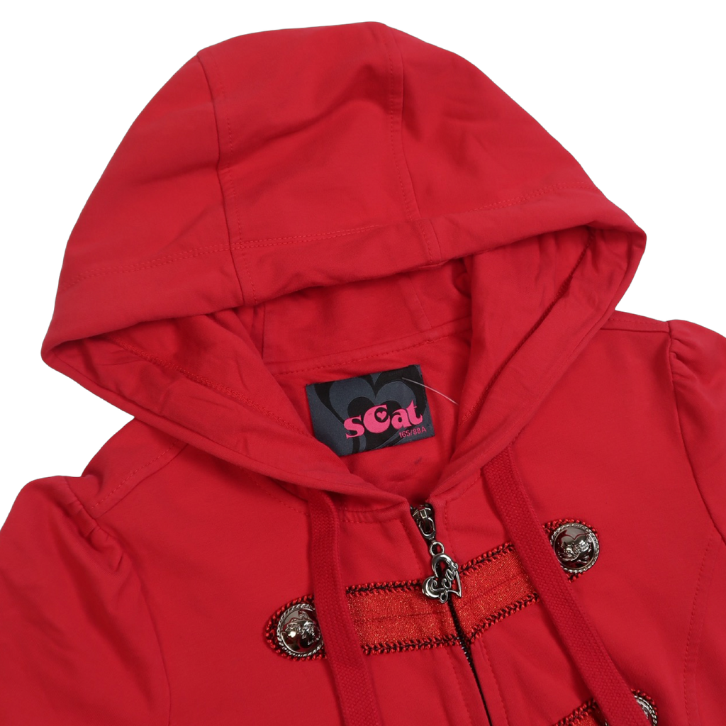S CAT RED ZIP UP - XS