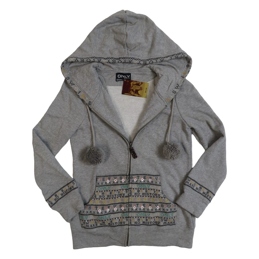 ONLY GREY POM POM ZIP UP - M
