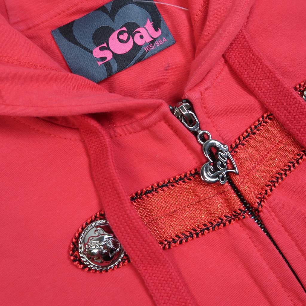 S CAT RED ZIP UP - XS