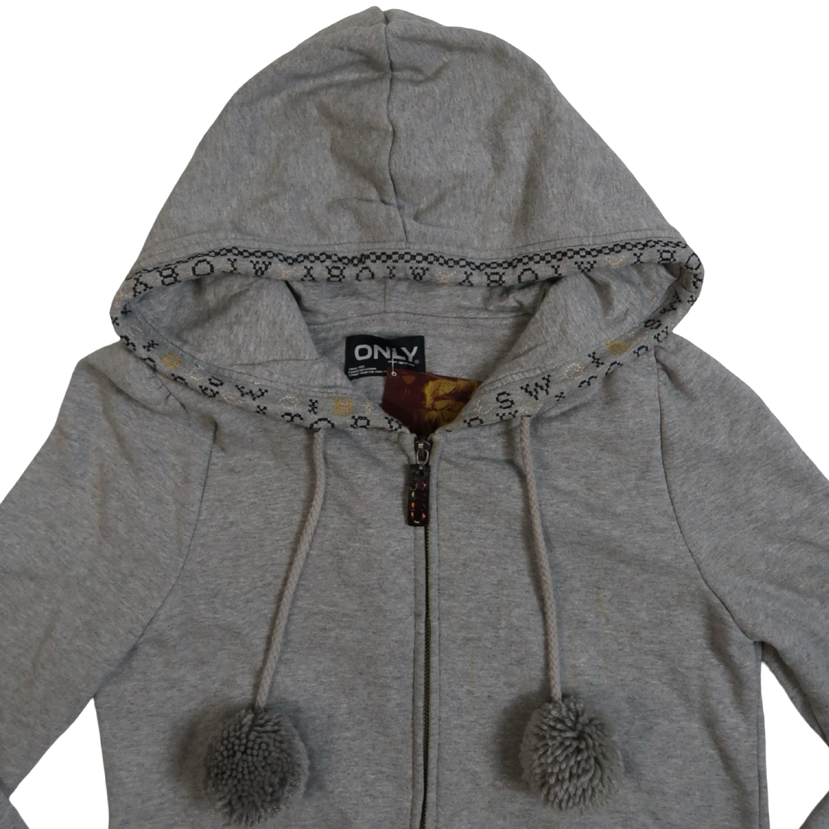 ONLY GREY POM POM ZIP UP - M