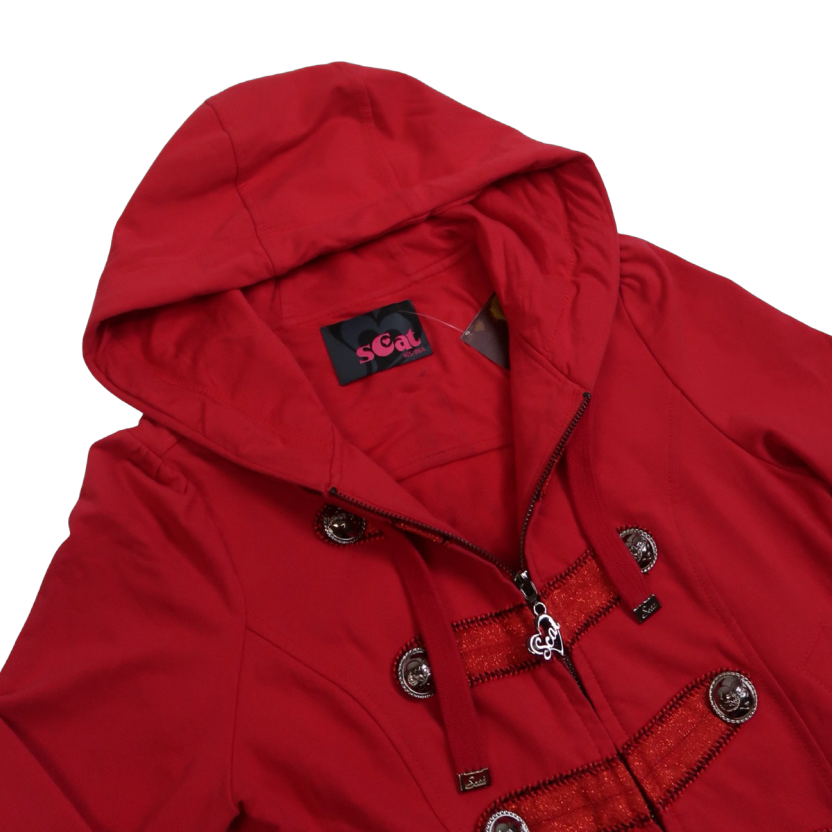S CAT RED ZIP UP - XS