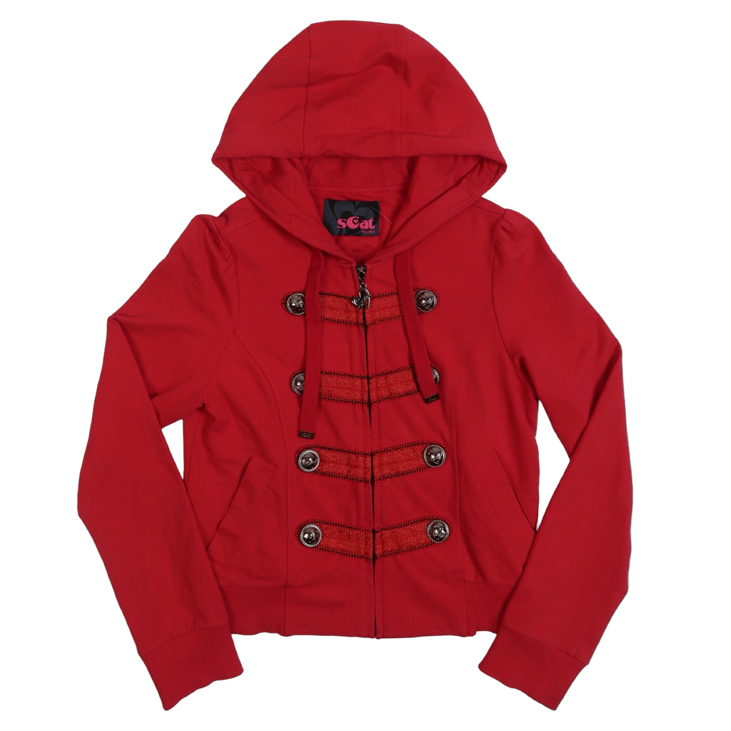 S CAT RED ZIP UP - XS