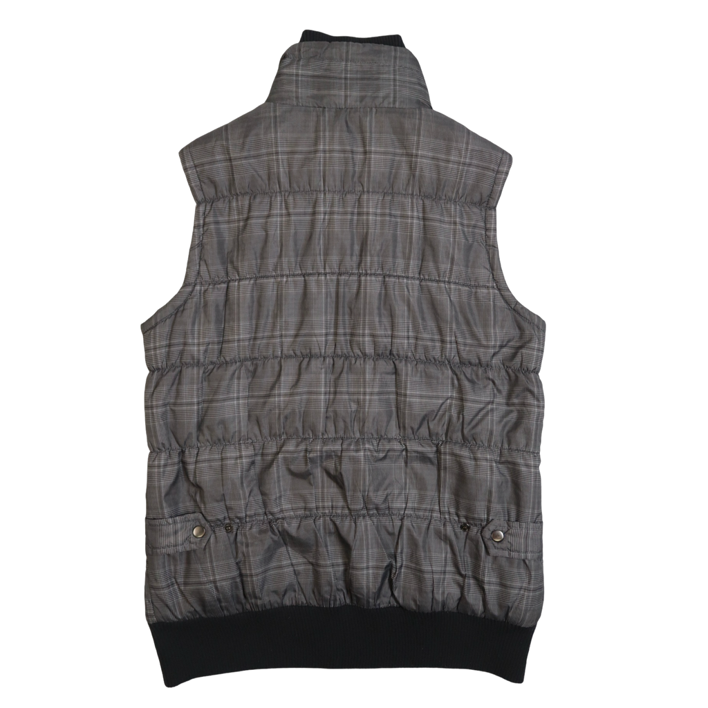 ELLA J GREY PLAID PUFFER VEST - XL