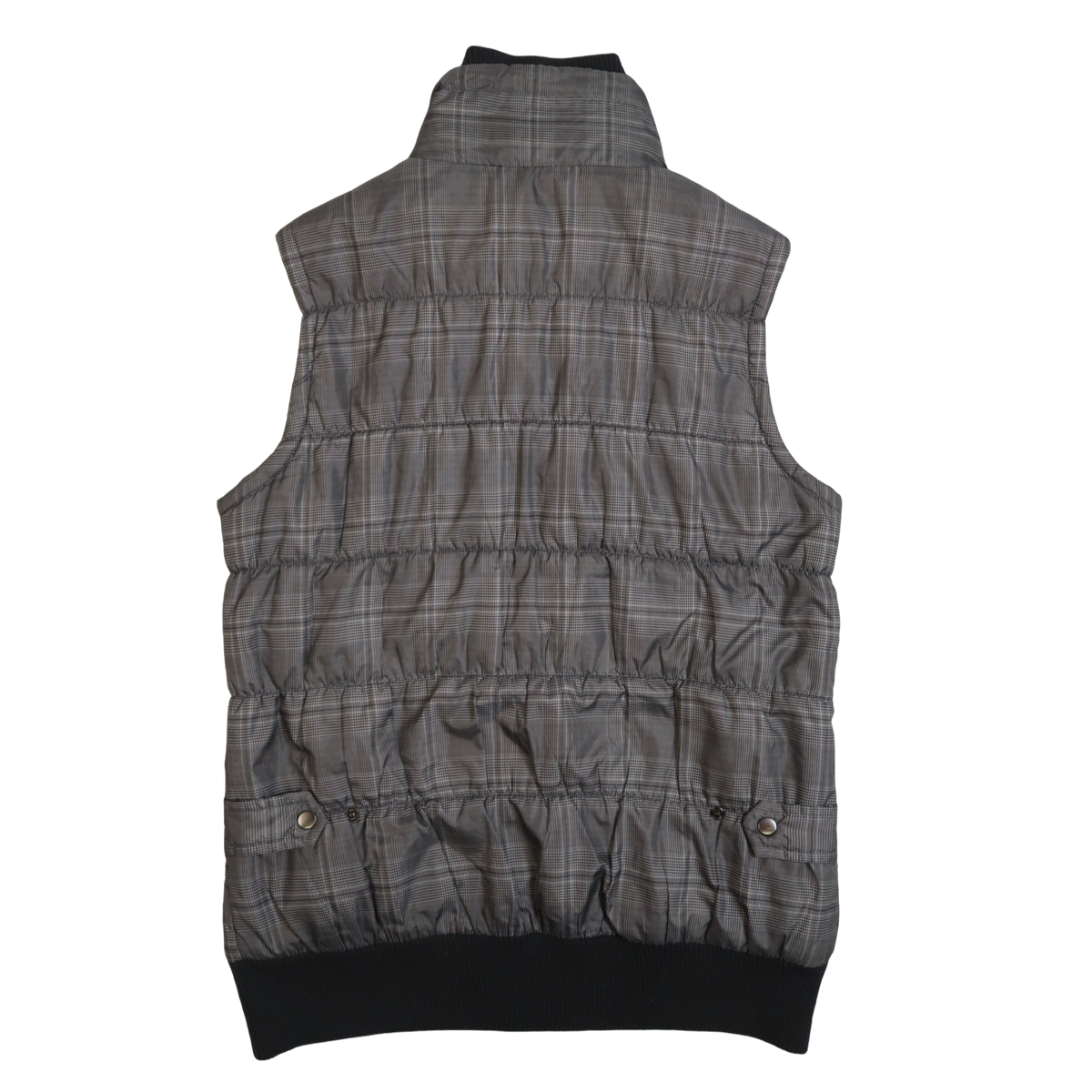 ELLA J GREY PLAID PUFFER VEST - XL