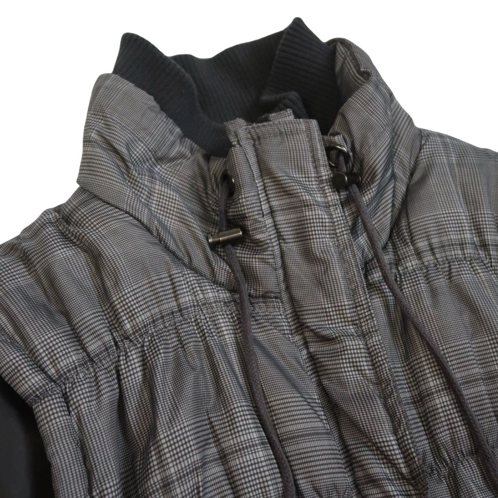 ELLA J GREY PLAID PUFFER VEST - XL