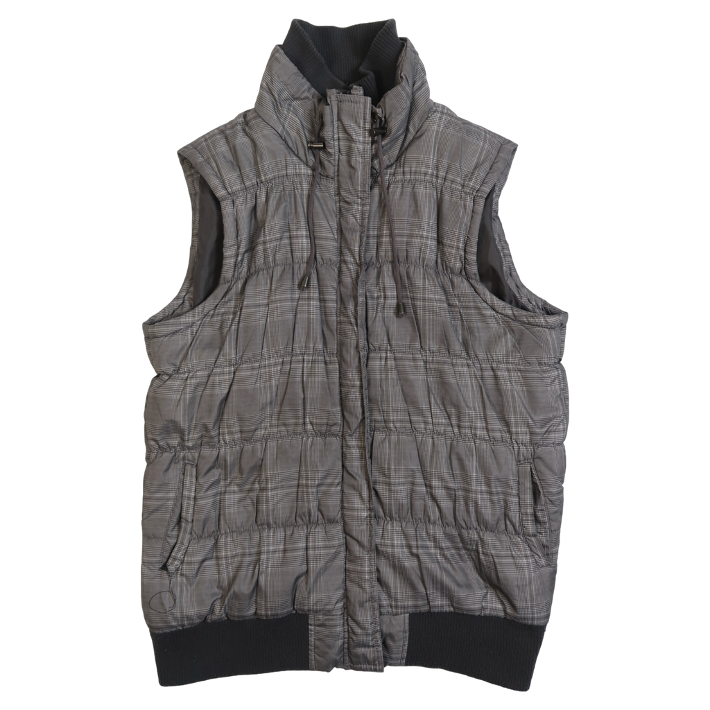 ELLA J GREY PLAID PUFFER VEST - XL