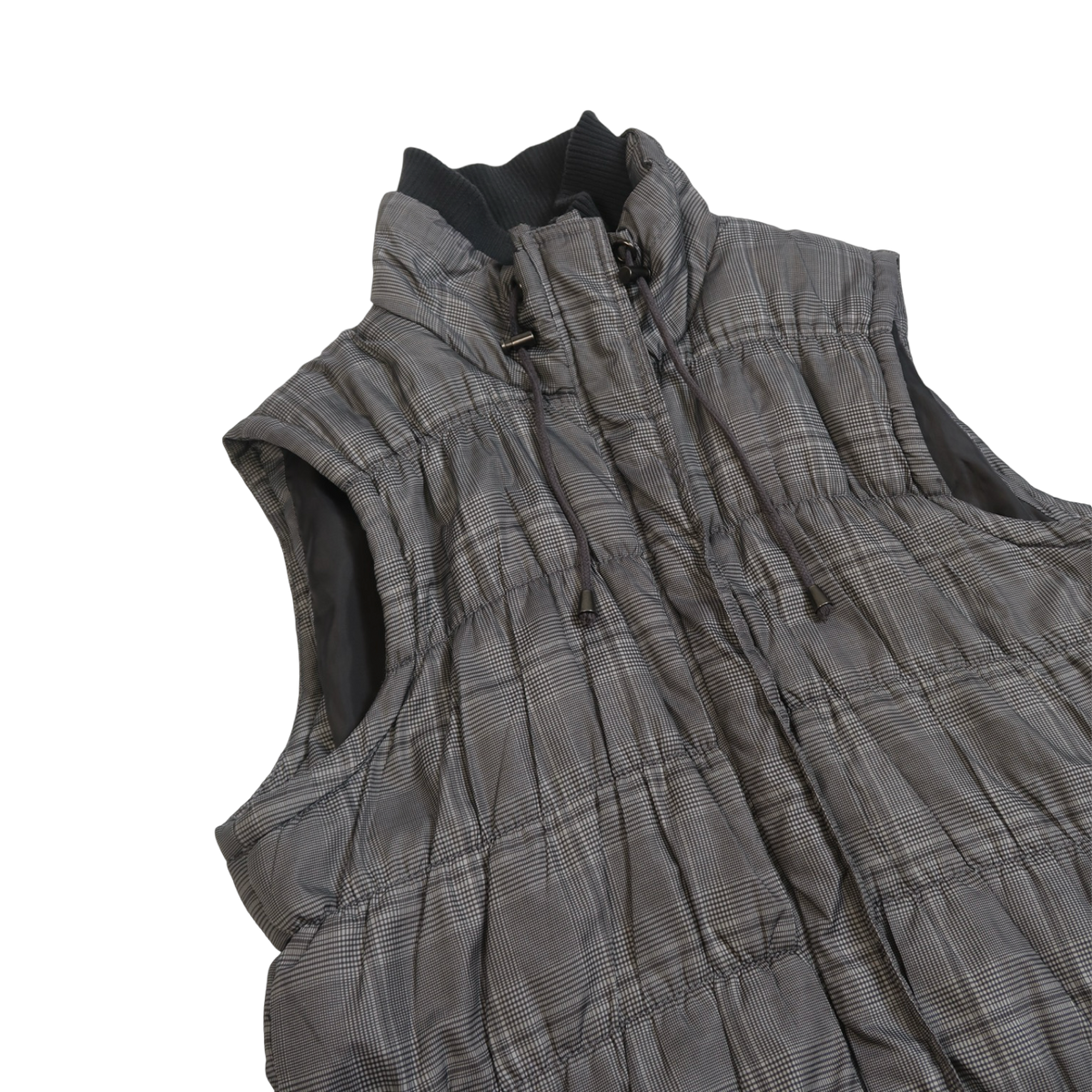 ELLA J GREY PLAID PUFFER VEST - XL
