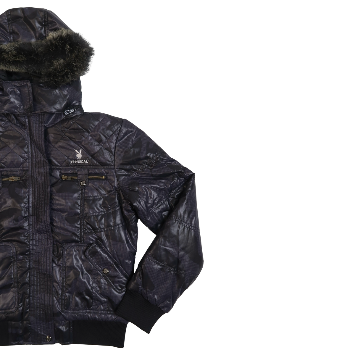 PLAYBOY FUR HOOD PUFFER - S