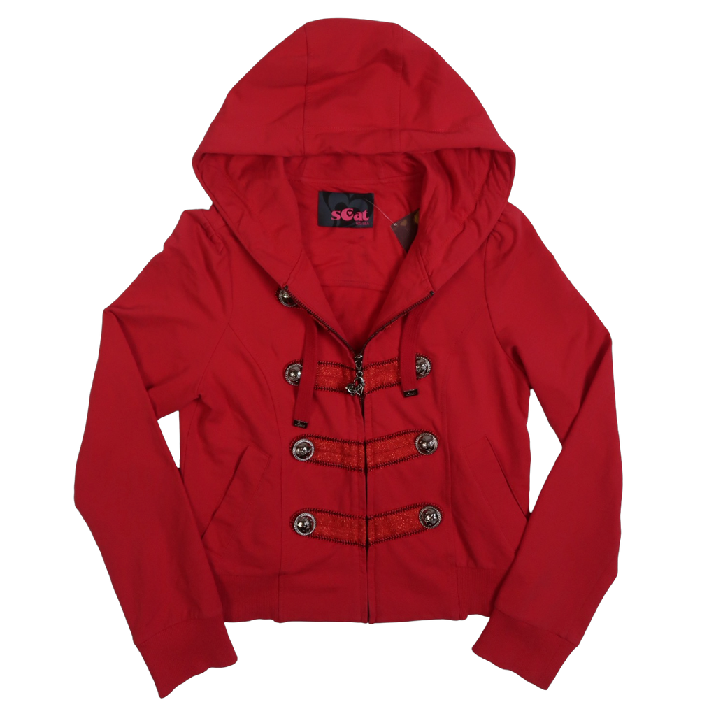 S CAT RED ZIP UP - XS