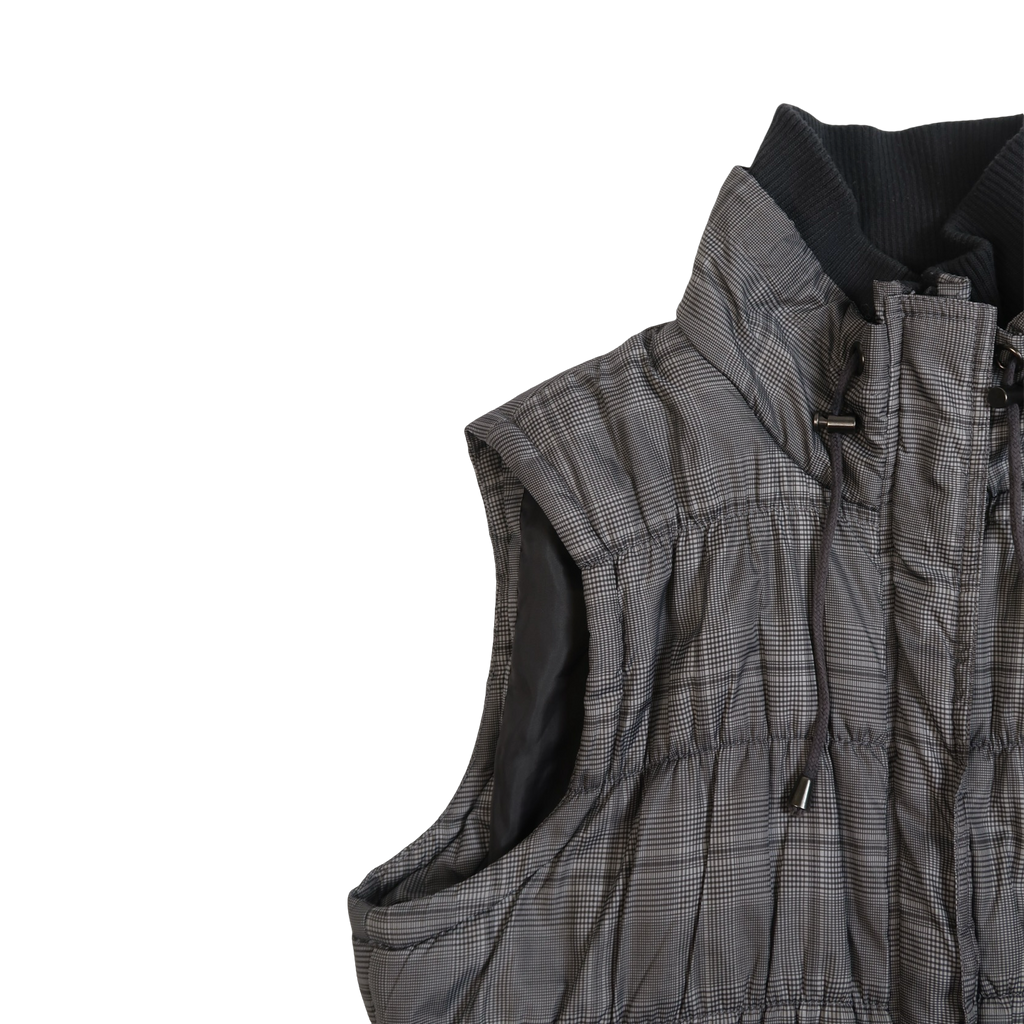 ELLA J GREY PLAID PUFFER VEST - XL