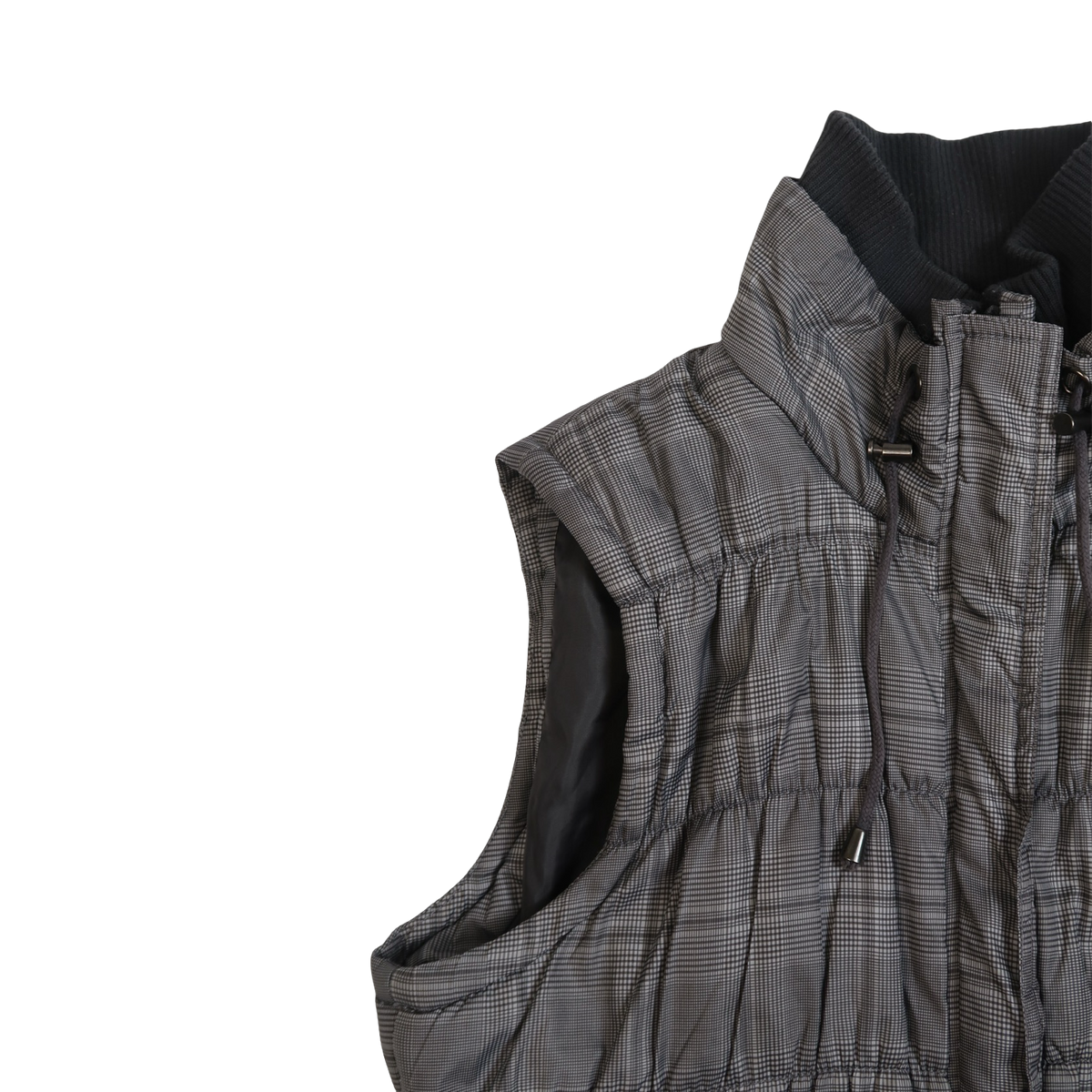 ELLA J GREY PLAID PUFFER VEST - XL